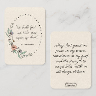 St. Zelie Martin Consolation Miscara Heilige Kaart Visitekaartje