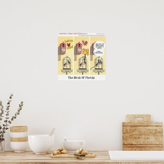 Sta je aardeboze vogel met Pistool op Poster (Keuken)