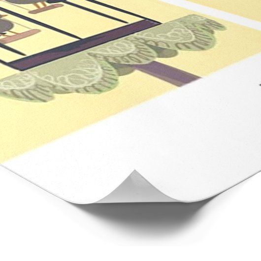 Sta je aardeboze vogel met Pistool op Poster (Hoek)