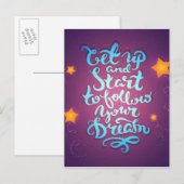 Sta op en begin je dromen te volgen briefkaart (Voorkant / Achterkant)