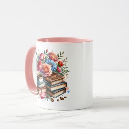 Sta op en schijn  koffiekopje en bloemen mok (Voorkant links)