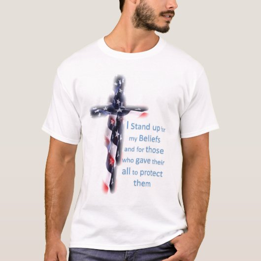 Sta op voor de Beliefs vlag om onze troepen te ste T-shirt (Voorkant)
