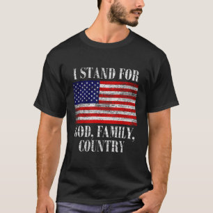 Sta voor God Familie Land Amerikaanse vlag Patriot T-shirt