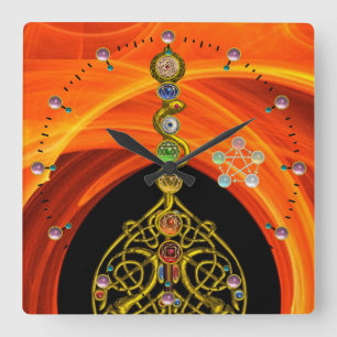 STAAF VAN ASCLEPIUS 7 CHAKRAS, YOGA, SPIRITUELE VIERKANTE KLOK