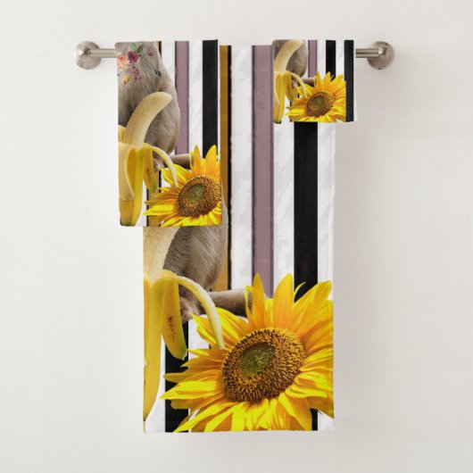 Staafjes handdoekjes Stripes aap Bad Handdoek (Insitu)