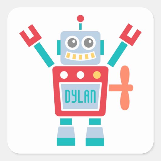  staafrobot Speelgoed voor kinderen Vierkante Sticker (Voorkant)