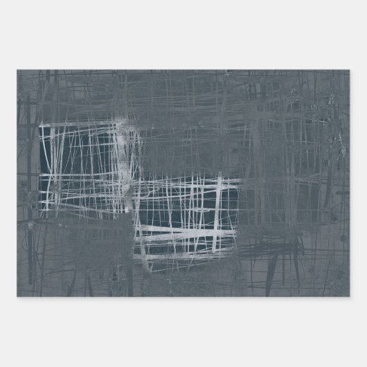 Staal blauw wit oranje grijs modern abstract inpakpapier vel (Voorkant)