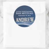 Staal Blauwe Golf met Naam Ronde Sticker (Tas)