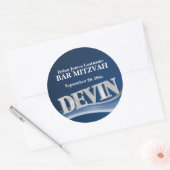 Staal Blauwe Naam Devin Ronde Sticker (Envelop)