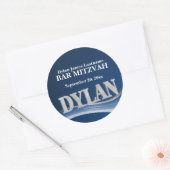 Staal Blauwe Naam Dylan Ronde Sticker (Envelop)