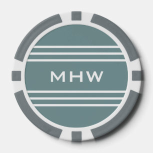 Staal Blauwe Strepen aangepaste monogram poker chi Pokerchips