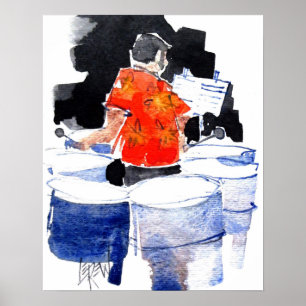 Staal Drums Bass Speler / Artiest Larry Lerew Poster