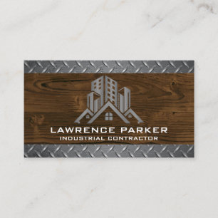 Staal en Hout Bouw Vastgoed Logo Visitekaartje