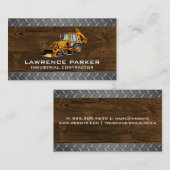 Staal en hout | Bulldozer Visitekaartje (Voorkant / Achterkant)