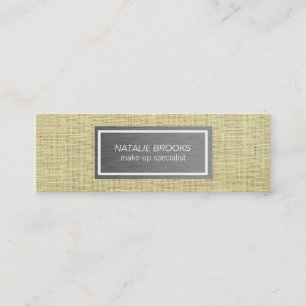 Staal, geborsteld metaal en linnen, getitreerd mini visitekaartje