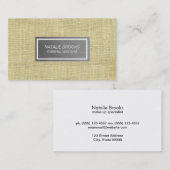 Staal, geborsteld metaal en linnen, getitreerd visitekaartje (Voorkant / Achterkant)