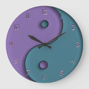 Staalblauw en lavender Yin-Yang Symbol Clock Grote Klok