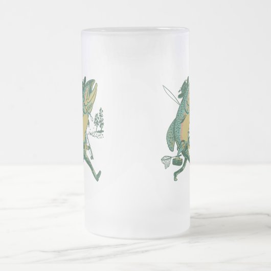 Staalkopforel in zijn broek matglas bierpul (Center)