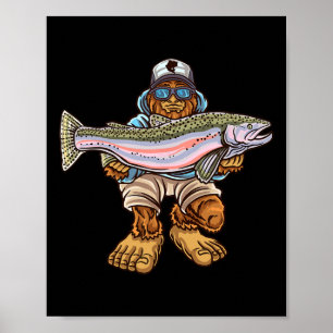 Staalregen Forelvisser Bigfoot Rivier Visser Poster