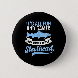 Staalregen Vis Shirt _ Het Is Allemaal Leuk En Gam Ronde Button 5,7 Cm