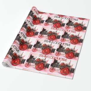  STAAM LOCOMOTIVE Red Black White Cadeaupapier