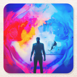 Staan in kleuren vierkante kartonnen onderzetter