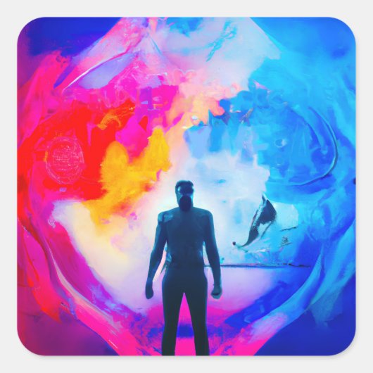 Staan in kleuren vierkante sticker (Voorkant)