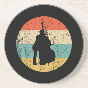 Staande basgitaar T-shirt - Vintage Retro Muziek Zandsteen Onderzetter