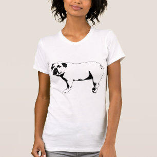 Staande Bulldog Zwart en Wit Krachtige Kunst T-shirt