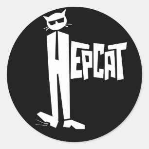 staande kat ronde sticker