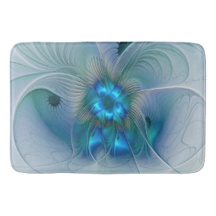 Staande ovaties, abstract blauw turquoise fractaal badmat