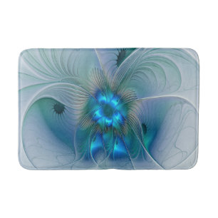 Staande ovaties, abstract blauw turquoise fractaal badmat