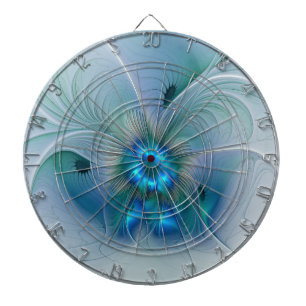 Staande ovaties, abstract blauw turquoise fractaal dartbord