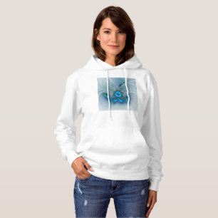 Staande ovaties, abstract blauw turquoise fractaal hoodie