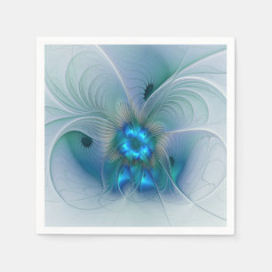 Staande ovaties, abstract blauw turquoise fractaal servet