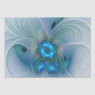 Staande ovaties, abstract blauw turquoise fractaal tissuepapier