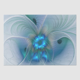 Staande ovaties, Abstract Blauw Turquoise Fractal Tissuepapier