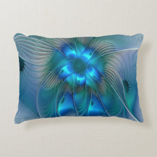 Staande ovaties, Abstract Blauwe Turquoise Fractal Accent Kussen