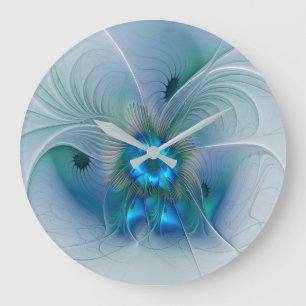 Staande ovaties, Abstract Blauwe Turquoise Fractal Grote Klok