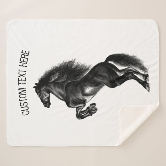 Staande Paard Sherpa Deken Aangepaste Tekst en Kle (Voorkant (horizontaal))