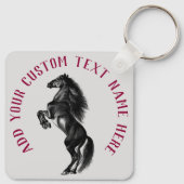 Staande Paard Sleutelhanger Gift met Aangepaste Te (Achterkant)