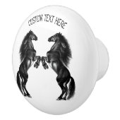 Staande paarden keramische knop - aangepaste tekst (Rechts)