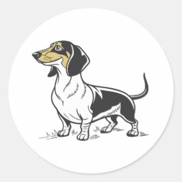 Staande teckel hond geïsoleerd ronde sticker