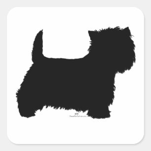 Staande Westie Silhouet Vierkante Sticker