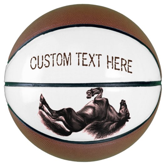 Staande Zwart Wild Paard Custom Text Basketbal (Voorkant)