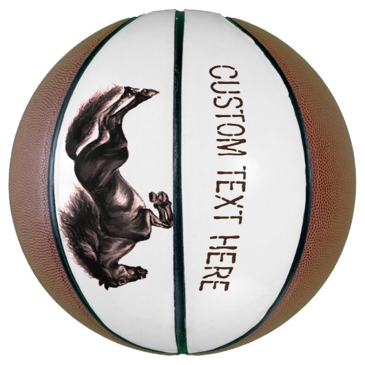Staande Zwart Wild Paard Custom Text Basketbal (Verticaal)