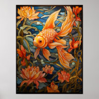 Staandglasraamontwerp met Fantail Goudvis