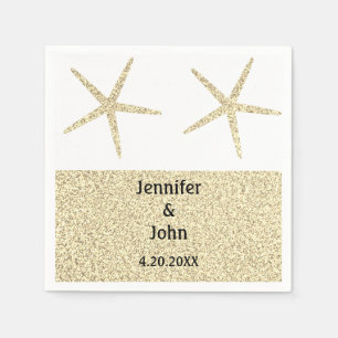 Staanvis Tropical Gold Glitter White Weduwen Cute Servet