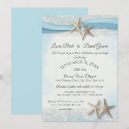 Staanvis Tropische Beach Sky Blue Wedding Kaart