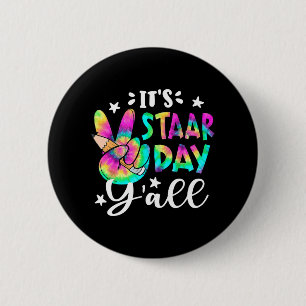 Staar Dag Yall Tie Dye Vredesteken Teacher Testen Ronde Button 5,7 Cm